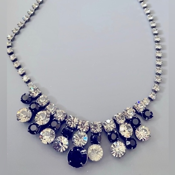 Vintage Jewelry - 3 For $30 Beautiful Y2K Sparkling Black and Gray Rhinestone Necklace